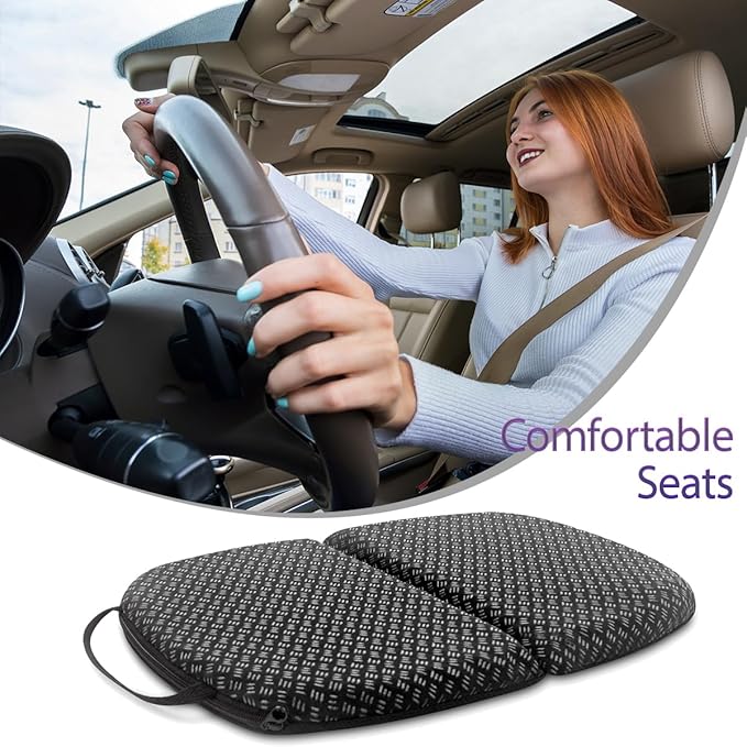 Foldable Gel Seat Cushion for Travel, Portable Chair Cushion of Airy Cooling Gel, Honeycomb Seat Cushion for Stadium & Park Bench, Portable Chair Cushion for Pressure Relief (0.9-Inch Thick, Black)