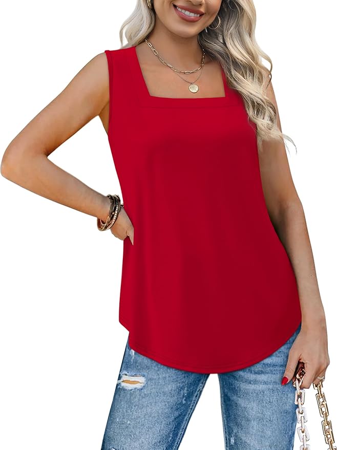 WIHOLL Women's Square Neck Tank Top