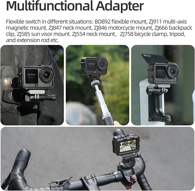 Action 6 Camera Cage Frame with Sun Hood, Protective Frame Housing Case with Detachable Screen Protective Sunshade for DJI OSMO Action 6 Accessories