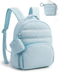 BAGSMART Small Backpacks for Women, Lightweight Puffer Mini Backpack Purse with Pouch, Quilted Casual Daypack, Water-Resistant Bookbag for Daily Travel College, 2-in-1 Set, Baby Blue