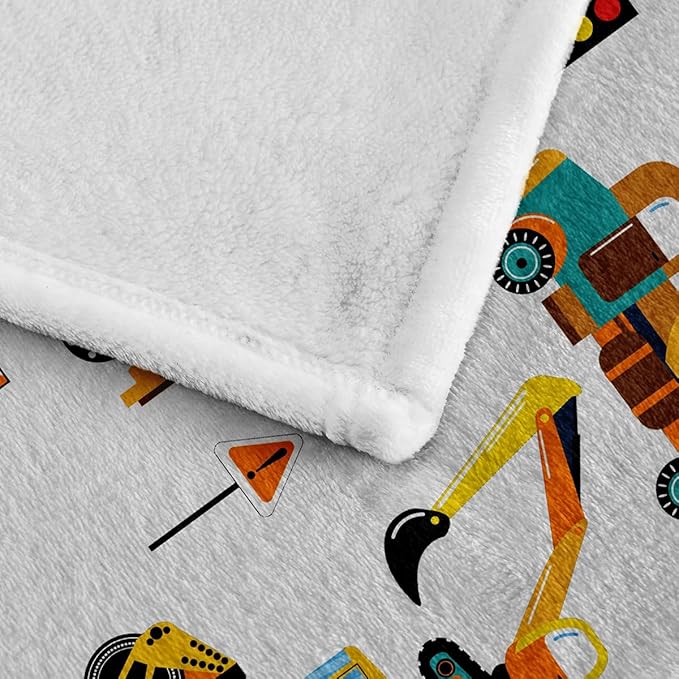 Wajade Kids Fleece Construction Truck Blanket for Boys Soft Throw Blanket with Trucks Car Print Birthday Christmas for Toddler Kids 60"x80"