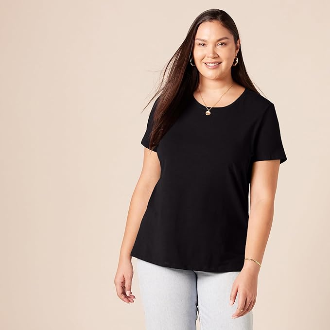 Amazon Essentials Women's Regular-Fit Short-Sleeve T-Shirt (Crewneck and V-Neck Options), Multipacks
