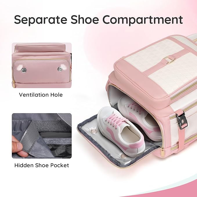 Taygeer Kids Travel Backpack for Airplane, Small Travel Backpack for Girls with Luggage Tags & Water Bottle Pocket, Underseat TSA Approved Airline Personal Item Bag for Women Teens Girls School, Pink