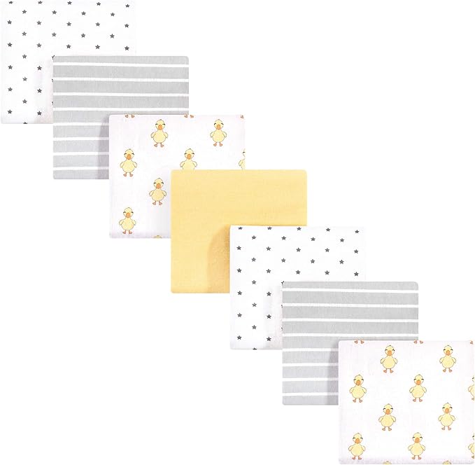 Hudson Baby Unisex Baby Cotton Flannel Receiving Blankets Bundle, Duck, One Size