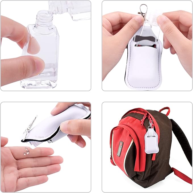 Duufin 40 Pieces Hand Sanitizer Keychain Holders Set with 20 Pieces Hand Sanitizer Holder and 20 Pieces Empty Travel Bottles