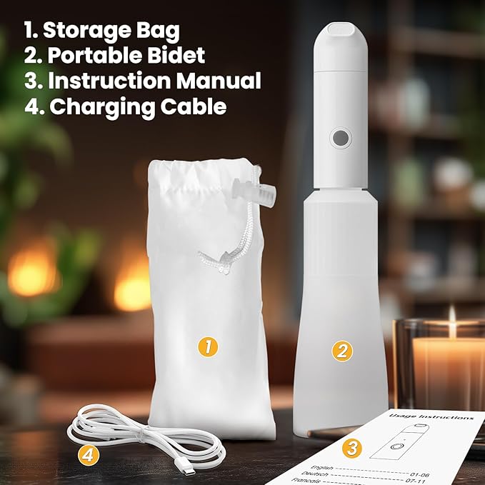Portable Bidet, Handheld Bidet, Rechargeable Electric Portable 350 ml for Women & Men (ES002-WHITE)