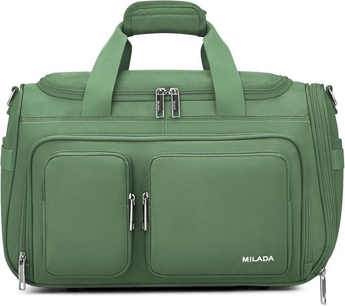 MILADA Underseat Carry On Luggage Bags for Travel Lightweight Foldable Carry On Bags for Airplanes Small Duffle Bag for Men Women TSA Approved Underseat Bag Travel Tote Bags, Forest Green