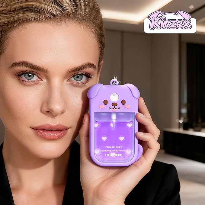 Dog Silicone Case for Touchland Hand Sanitizer Spray with Keychain, Compatible with Power Mist & Glow Mist 1 FL Oz/30ML for Touchland Case, Cute Travel Cover Sleeve