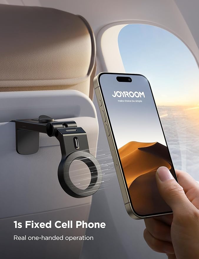 JOYROOM 2 Pack Airplane Phone Holder, Hands-Free Airplane Phone Mount, Airplane Essentials Phone Stand for iPhone 17 Pro Max 16 15 14 13 12, and Magsafe Case