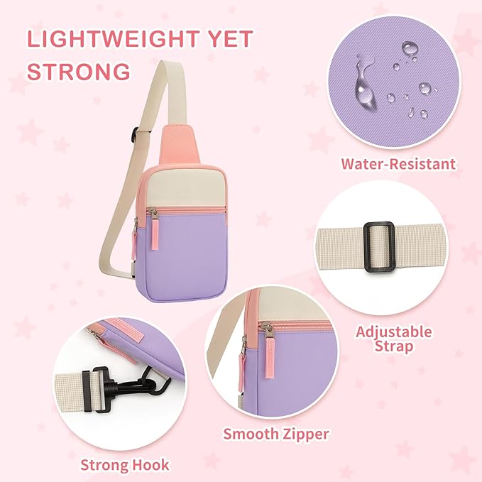 Graduation Mothers Day Gifts for Daughter Teen Girl Her, Fanny Pack Birthday Gifts for 8 9 10 11 12 Year Old Girls, Preppy Crossbody Bag, Adjustable Sling Bag Purse Trendy Stuff Kids Travel Essential