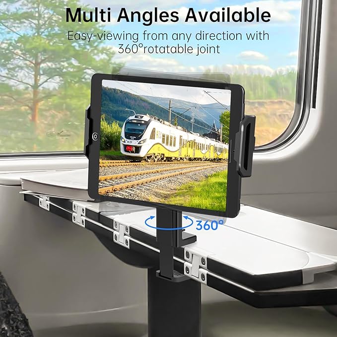 Tablet Holder–Airplane iPad/Kindle/Phone Holder Mount for iPad & Tablets, Travel Tablet Stand for Plane Seat Back, Kitchen and RV, Fits 5.9"-9.8" Devices, Release Hands Flight Accessories