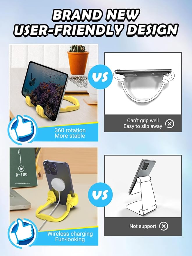 CALDEVER Stocking Stuffers for Men Women Teens Kids Gifts for Men Christmas: Thumbs Up Lazy Phone Stand Holder Funny Gadgets Teenage Boys Girls (Purple+Yellow+Black+White+Green+Grey+Blue+Pink, 8)