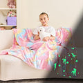 Wajade Unicorn Gifts for Girls - Glow in The Dark Unicorn Blanket Birthday Easter Decor for Kids Age 3 4 5 6 7 8 9 10 11 12 Years Old Teens Child Toddler Throw Pink 60"x80"