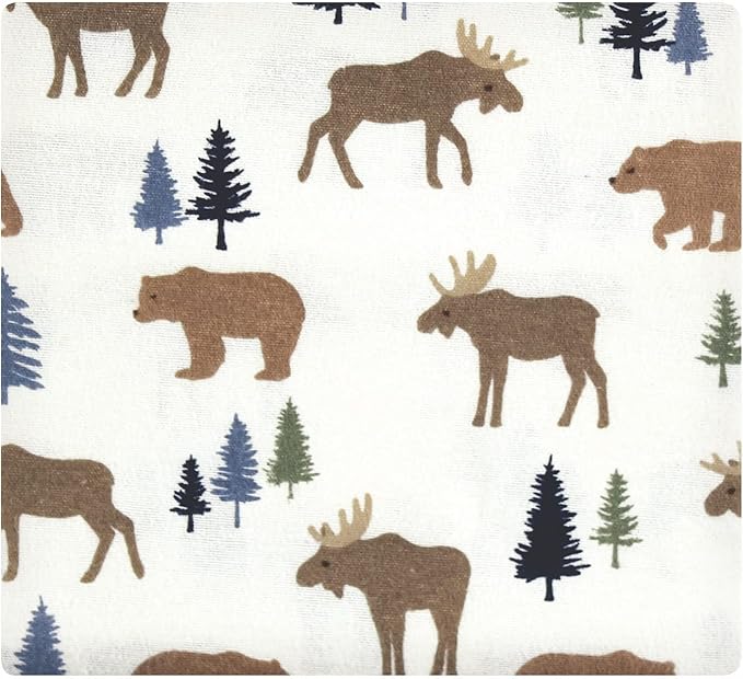 Hudson Baby Unisex Baby Cotton Flannel Receiving Blankets, Moose Bear, One Size