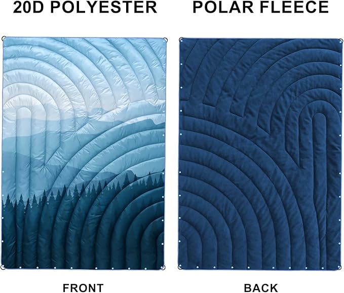 Camping Blanket, Puffy Polar Fleece Blanket Lightweight Warm Outdoor Blanket for Camping,Traveling, Stadium, Hiking, Picnics