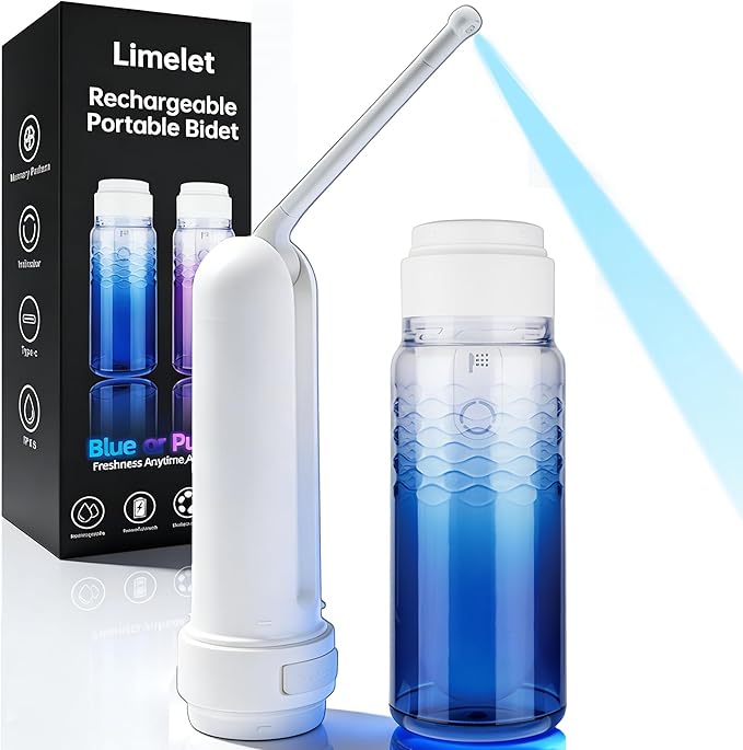 Portable Bidet for Travel & Postpartum Care - 320ML Handheld Peri Bottle with 3 Pressure Settings & 800mAh Battery, IPX6 Waterproof for Women Hygiene and Outdoor Use