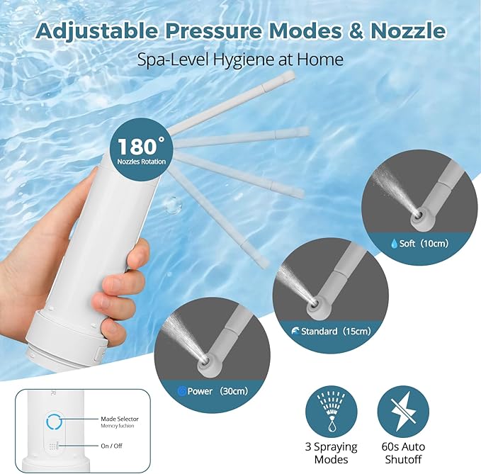 Portable Bidet for Travel 320ML,Rechargeable Handheld Bidet for Women & Men IPX7 Waterproof Toilet Sprayer |Personal Hygiene Sprayer Compact for Postpartum Care (White, 320ml)