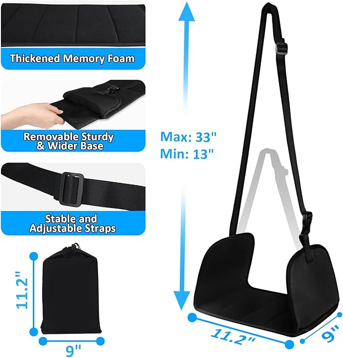 Foot Rest Airplane, Airplane Foot Hammock with Wider Support, Memory Foam Plane Footrest for Feet Leg Rest Hammock Comfortable Foot Sling for Long Flight Travel Essentials Plane Trip, Black