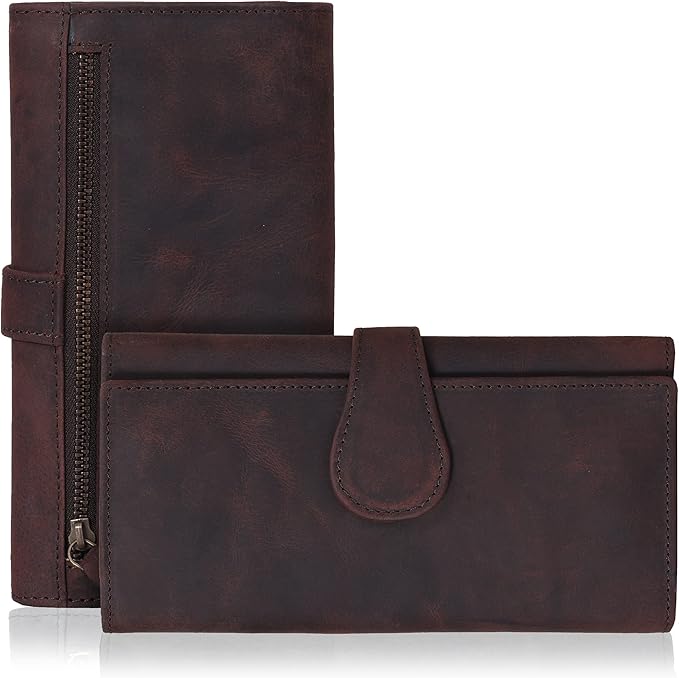 Real Leather Women Wallet Leather with RFID Blocking -Trifold Card Holder Designer Ladies Clutch with ID Window Wallets