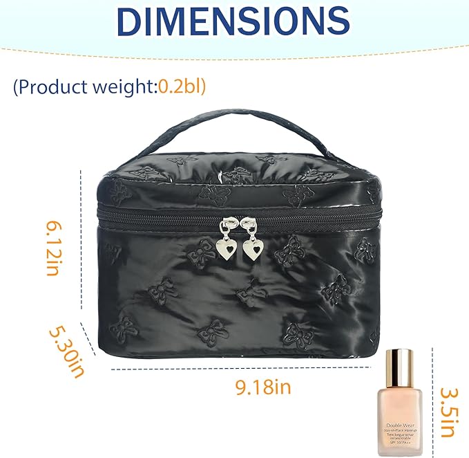 Makeup Bag Toiletry Bag for Women, Waterproof Material with Handle, Can Accommodate Toiletries, Makeup Brush Accessories（Black）