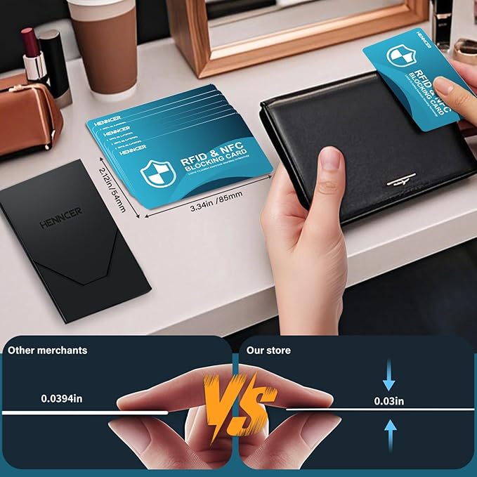 NEW RFID Blocking Card, 8 Pack Fuss Protection for Entire Wallet Shield, Credit Card Protector NFC Bank Debit Blocker, Identity Theft Prevention for Passport Travel Security (8, Blue)
