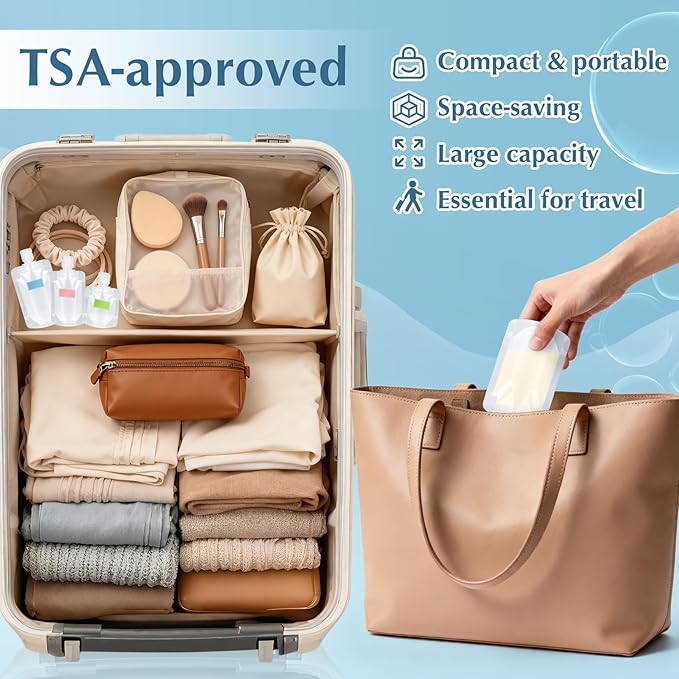 17 Pack Travel Pouches for Toiletries – TSA Compliant Leak Proof Refillable Liquid Pouches, Flat Travel Bottles for Shampoo Lotion Soap, Carry On Travel Containers 30ml 50ml 100ml