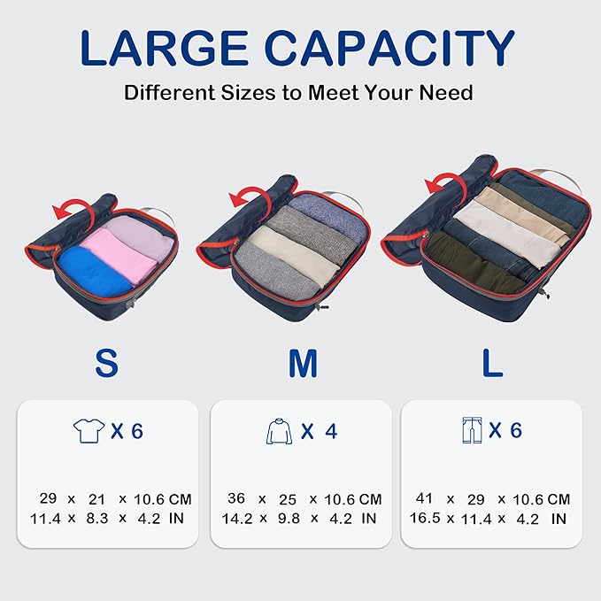 Cipway Compression Packing Cubes, Ultralight Luggage Organizer Bags, Travel Essentials for Carry on Suitcase (3 Piece,Blue)