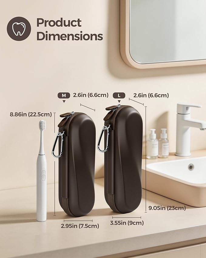 ProCase Electric Toothbrush Travel Case for Oral-B 1000/1500/5000/6000/7000/7500/9600 & iO 7/8/9/10, Philips Sonicare 1100/4100/5100/5300/6100, Water-Resistant Hard Case -L,Chocolate