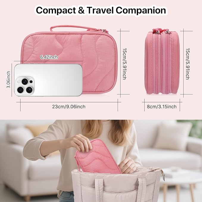 Skycase Tech Pouch - Lightweight Electronics Organizer Travel Case, Double Layers Cable Organizer, All-in-One Storage Bag for Charger, Cord, Phone, Flash Drive, Accessories