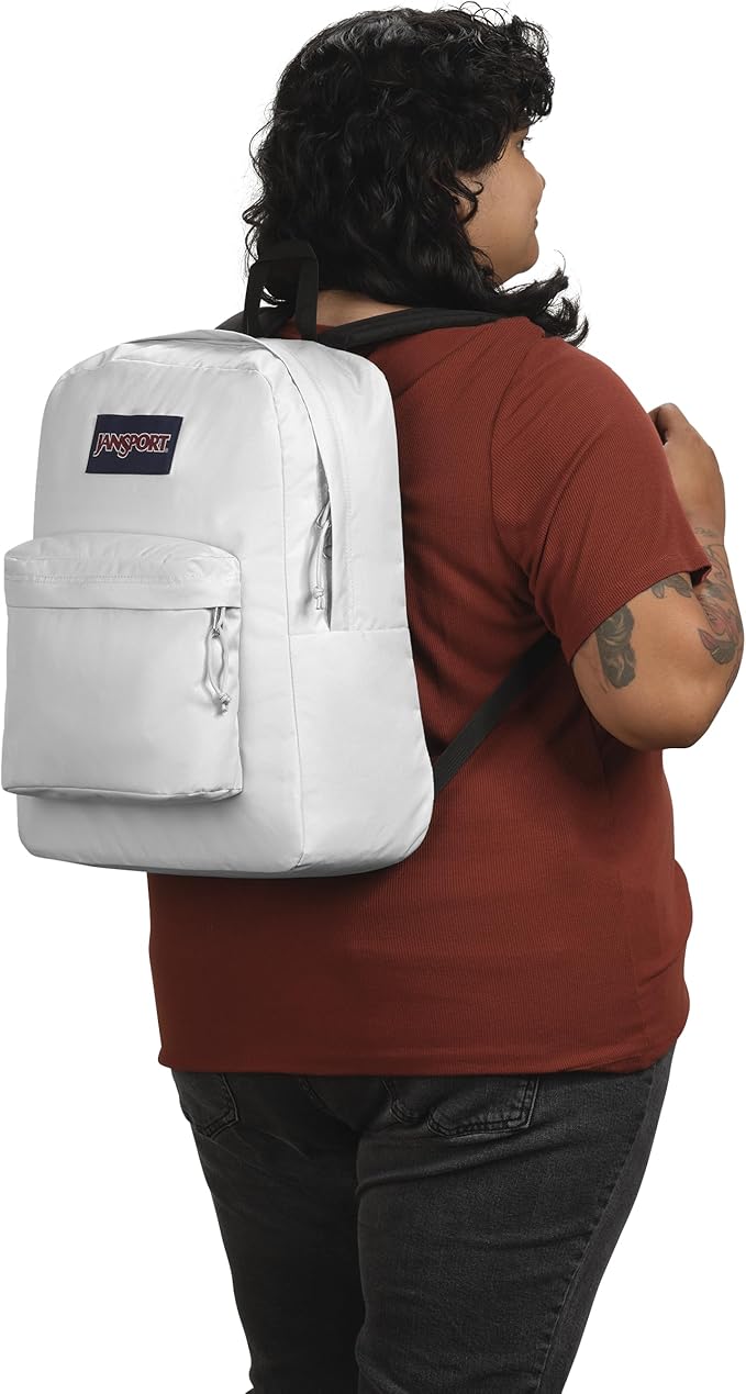 JanSport SuperBreak Plus Backpack with Padded 15-inch Laptop Sleeve and Integrated Bottle Pocket - Spacious and Durable Daypack for Work and Travel - White