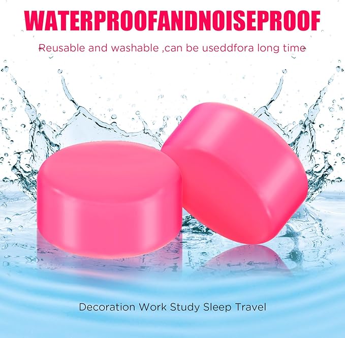 TrelaCo 12 Pack Soft Ear Plugs for Sleeping, Reusable Moldable Silicone Earplugs Noise Cancelling Reduction for Concerts, Swimming, Shooting, Snoring, Airplane, Musicians, Motorcycle (Rose Red)