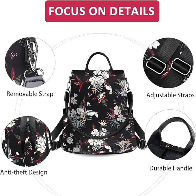 Fmeida Work Backpack for Women Anti Theft Crossbody Bag Waterproof Travel Backpack Lightweight Daypack Fashion Convertible Backpacks Bookbag for College Supplies Mochilas de mujer