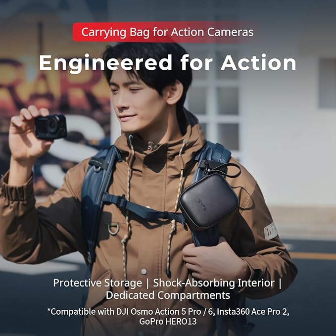 SMALLRIG Action Camera Bag for DJI Osmo Action 6/5 Pro, Camera Case can hold 4 TF cards, 2 Batteries, 1 Action Camera with Cage and 1 Adapter, for GoPro Hero 13/12/11/10, for Insta360 Ace Pro 2-5917