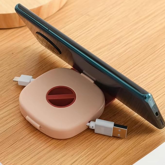 Cable Organizer Storage Case - Charger Cord Winder, Wire Management Holder, with Built in Phone Stand | Portable Charging Cable Wrap Tool for School Living Room Bedroom Dorm Commuting Travel Use