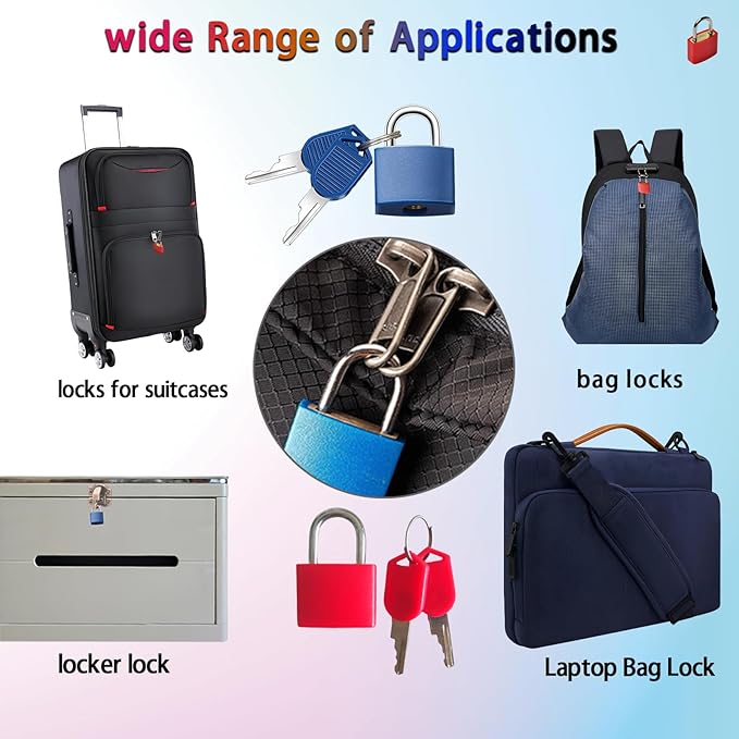 4 Pcs Suitcase Lock Small Luggage Locks with Keys Multi-Color Mini Padlock Plastic-Covered Copper Core Keyed Padlocks for Suitcase Backpack Bag Boxes Drawer Toolbox