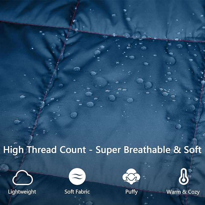 Camping Blanket,Lightweight Puffy Blanket Packable Down Alternative Throw Blanket Waterproof Windproof for Outdoors, Travel, Beach, Airplane, Hiking
