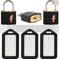 TSA Approved Luggage Locks 3 Pack with Luggage Tags | 6 Keys, Black Travel Lock Bundle - Solid Brass Core & Rubber Armor Padlocks for Suitcases, Backpacks (TSA Certified)