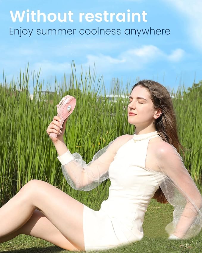 EasyAcc Mini Handheld Fan, Personal Cooling Fan Folding USB Desk Fan Small Portable Table Fan for Travel Camping Outdoors Office Home - Pink…