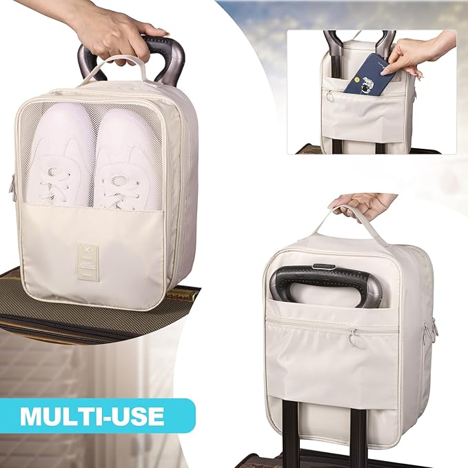 Windyun 4 Pcs Shoe Bags for Travel Holds 3 Pair of Shoes Portable Shoe Storage Pouch Waterproof Shoe Packing Cubes with Handle Shoe Organizer Travel for Suitcase Daily Use (Classic Colors)