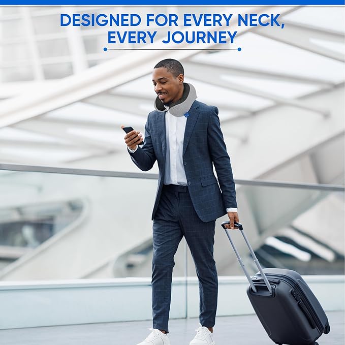W.S. Sells Travel Neck Pillows for Airplanes - Pure Memory Foam with Ergonomic Design & Breathable Fabric - Travel Pillows for Airplanes & Cars - Set of Travel Essentials with Sleep Mask & Ear Plugs