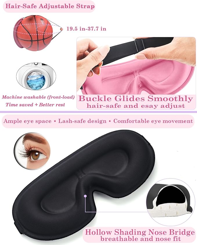 Sleep Mask, Ergonomics Contoured (Dull Pink)