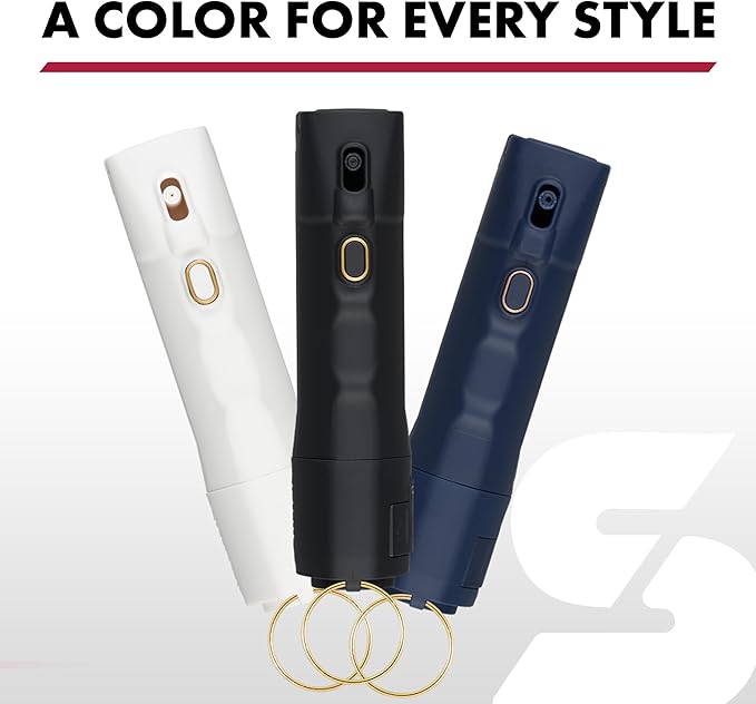 Sabre 2-in-1 Pepper Spray with 130dB Personal Alarm, Alert and Defend with One Press, Fast Flip Top Safety with Finger Grip and Tuck-Away Keyring, Maximum Strength, UV Marking Dye