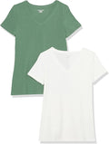 Amazon Essentials Women's Regular-Fit Short-Sleeve T-Shirt (Crewneck and V-Neck Options), Multipacks