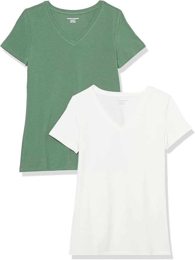 Amazon Essentials Women's Regular-Fit Short-Sleeve T-Shirt (Crewneck and V-Neck Options), Multipacks