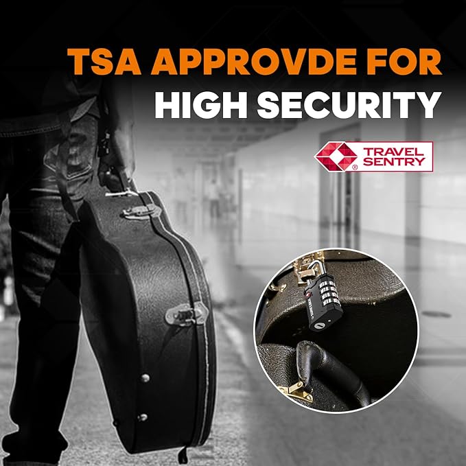 SURE LOCK TSA Accepted Heavy Duty Big Combination Luggage Padlock for Gun Cases, Transporting Equipment Cases in Trade Show, Music and Medical Industries (1, Black)
