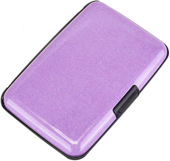 ELFISH RFID Blocking Credit Card Protector Aluminum ID Case Hard Shell Business Card Holders Metal Wallet for Men or Women (Purple)
