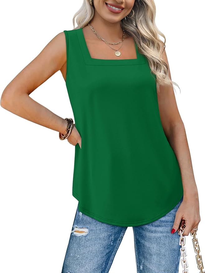 WIHOLL Women's Square Neck Tank Top
