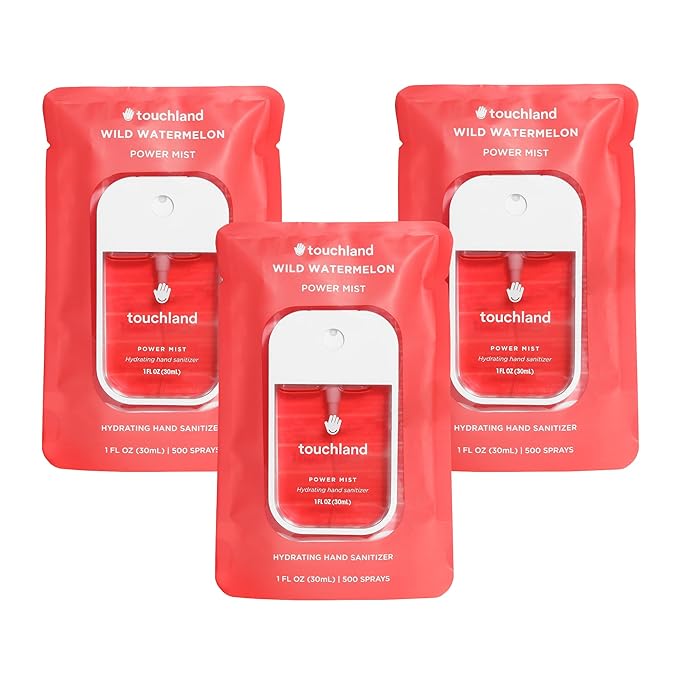 Touchland Hydrating Hand Sanitizer Spray – Wild Watermelon Trio Set – 3 x 1 FL OZ Travel Size Mists