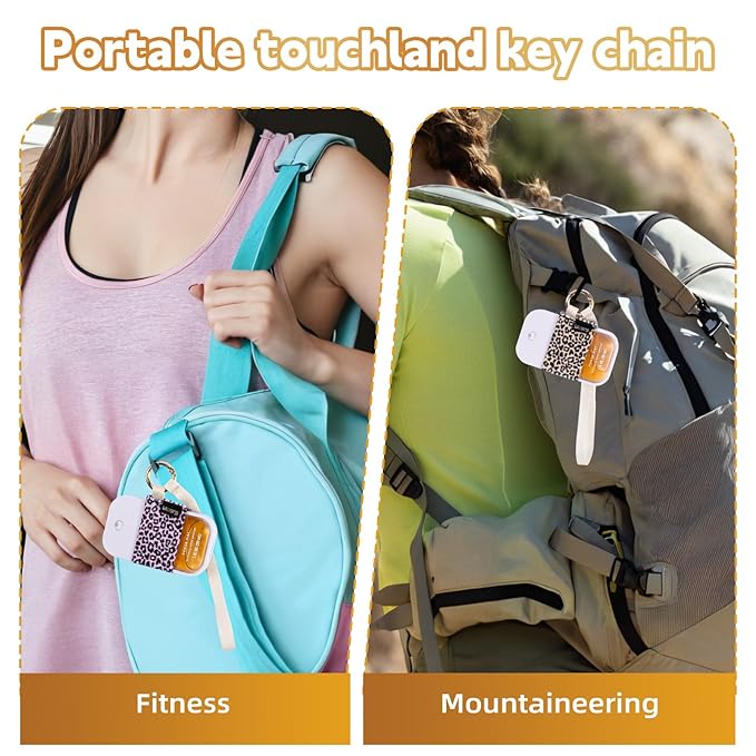 Likesing Hand Sanitizer Spray Sleeve Compatible with T0uch-land, 3 Elastic Handsanitizer Travel Size Holder with Keychain and Wrist Strap for t0uch'land Case for Glow Mist and Power Mist(Leopard)