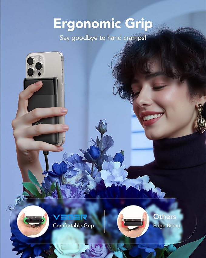 VEGER Portable Charger, Ultra Slim 22.5W Fast Charging with Built in Cable, Flight-Safe 10000mAh USB C Power Bank Battery Pack, Travel Essential Phone Powerbank for iPhone 17 16 Samsung S25 Google etc